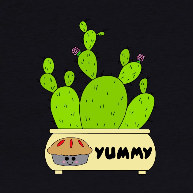 Cute Cactus Design #146: Prickly Pear Cacti In Yummy Pie Planter by DreamCactus